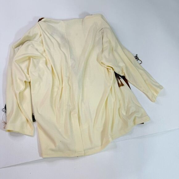 Pat & Janet Cardigan Womens Medium Cream Boho Floral Tassels Embroidered New - Picture 6 of 9